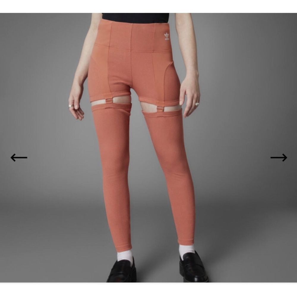 Adidas Originals Convertible Leggings Women 4X Pink Excellent Ribbed Detachable
